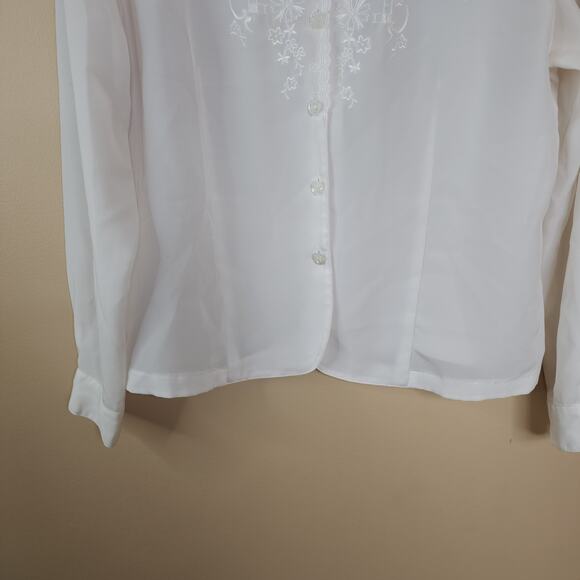 Vintage Christie & Jill Long Sleeve Victorian Blouse Button Front Blouse Size 14 - Picture 3 of 8